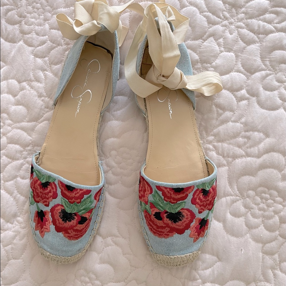 Jessica Simpson Lace Up  Denim Espadrilles